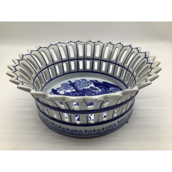 Large Victoria Ware Vintage Ironstone Basket Bowl, Reproduction - Picture 3 of 16